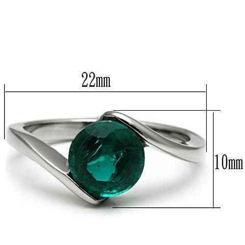 TK523 - High polished (no plating) Stainless Steel Ring with Synthetic Synthetic Glass in Blue Zircon - Joyeria Lady