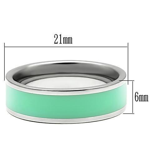 TK542 - High polished (no plating) Stainless Steel Ring with Epoxy  in Aquamarine - Joyeria Lady