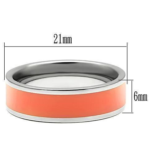 TK544 - High polished (no plating) Stainless Steel Ring with Epoxy  in Orange - Joyeria Lady