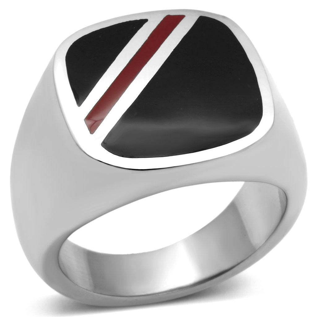 TK602 High polished (no plating) Stainless Steel Ring with Epoxy in Multi Color - Joyeria Lady