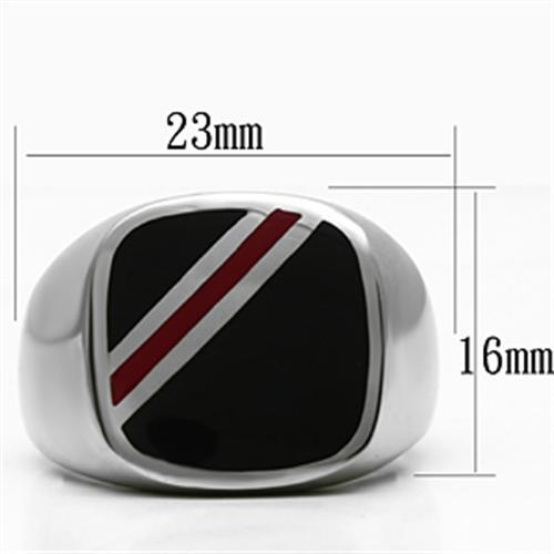 TK602 High polished (no plating) Stainless Steel Ring with Epoxy in Multi Color - Joyeria Lady