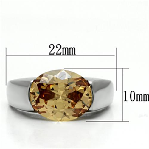 TK622 - High polished (no plating) Stainless Steel Ring with AAA Grade CZ  in Champagne - Joyeria Lady