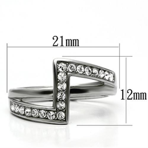 TK624 - High polished (no plating) Stainless Steel Ring with Top Grade Crystal  in Clear - Joyeria Lady