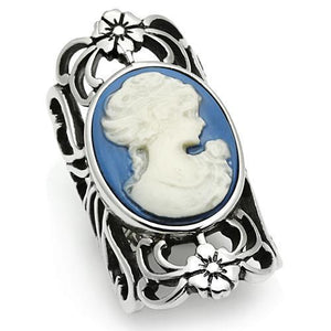 TK632 - High polished (no plating) Stainless Steel Ring with Synthetic Synthetic Stone in Capri Blue - Joyeria Lady