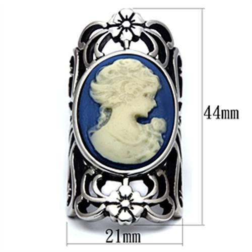 TK632 - High polished (no plating) Stainless Steel Ring with Synthetic Synthetic Stone in Capri Blue - Joyeria Lady