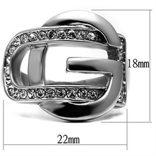 TK634 - High polished (no plating) Stainless Steel Ring with Top Grade Crystal  in Clear - Joyeria Lady