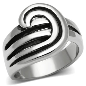 TK635 - High polished (no plating) Stainless Steel Ring with No Stone - Joyeria Lady
