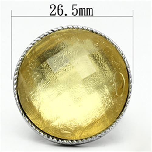 TK638 - High polished (no plating) Stainless Steel Ring with Synthetic Synthetic Stone in Topaz - Joyeria Lady