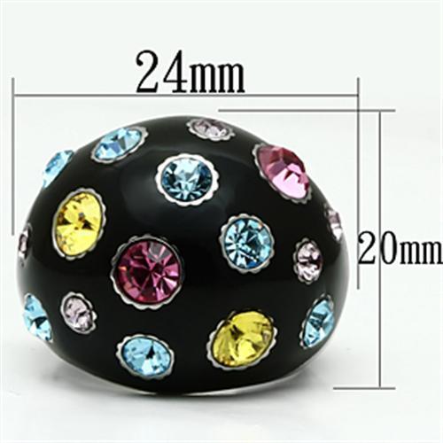TK640 - High polished (no plating) Stainless Steel Ring with Top Grade Crystal  in Multi Color - Joyeria Lady