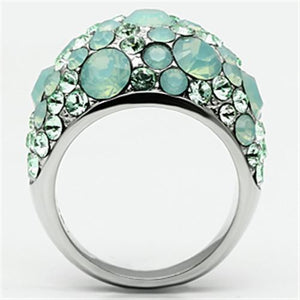 TK641 - High polished (no plating) Stainless Steel Ring with Top Grade Crystal  in Multi Color