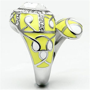 TK643 - High polished (no plating) Stainless Steel Ring with Top Grade Crystal  in Clear