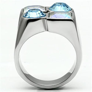 TK645 - High polished (no plating) Stainless Steel Ring with Top Grade Crystal  in Multi Color