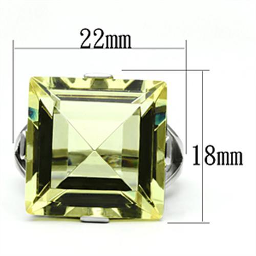 TK649 - High polished (no plating) Stainless Steel Ring with Top Grade Crystal  in Citrine Yellow - Joyeria Lady