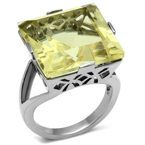 TK649 - High polished (no plating) Stainless Steel Ring with Top Grade Crystal  in Citrine Yellow - Joyeria Lady