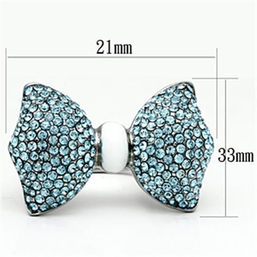 TK653 - High polished (no plating) Stainless Steel Ring with Top Grade Crystal  in Sea Blue - Joyeria Lady