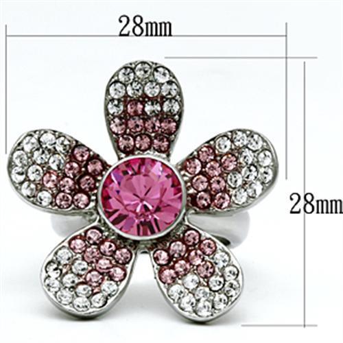 TK654 - High polished (no plating) Stainless Steel Ring with Top Grade Crystal  in Rose - Joyeria Lady