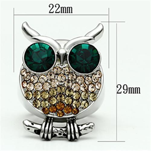 TK656 - High polished (no plating) Stainless Steel Ring with Top Grade Crystal  in Emerald - Joyeria Lady