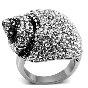 TK661 - High polished (no plating) Stainless Steel Ring with Top Grade Crystal  in Clear - Joyeria Lady