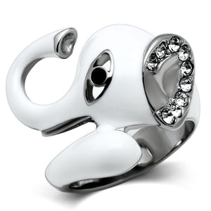 TK663 - High polished (no plating) Stainless Steel Ring with Top Grade Crystal  in Jet - Joyeria Lady