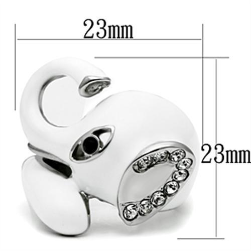 TK663 - High polished (no plating) Stainless Steel Ring with Top Grade Crystal  in Jet - Joyeria Lady