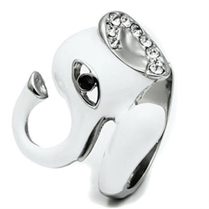 TK663 - High polished (no plating) Stainless Steel Ring with Top Grade Crystal  in Jet