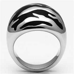 TK672 - High polished (no plating) Stainless Steel Ring with Epoxy  in Jet