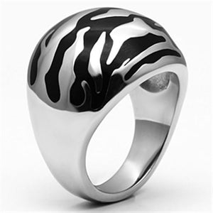 TK672 - High polished (no plating) Stainless Steel Ring with Epoxy  in Jet