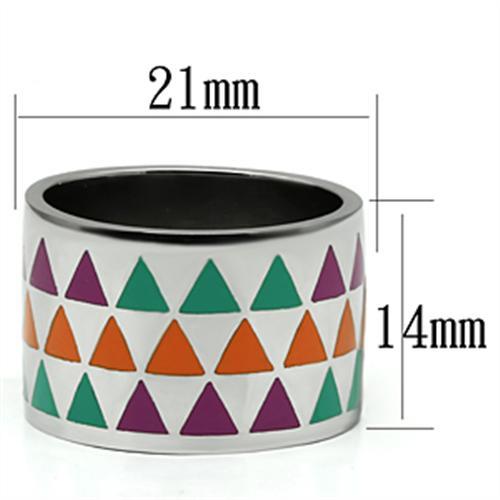TK675 - High polished (no plating) Stainless Steel Ring with Epoxy  in Multi Color - Joyeria Lady