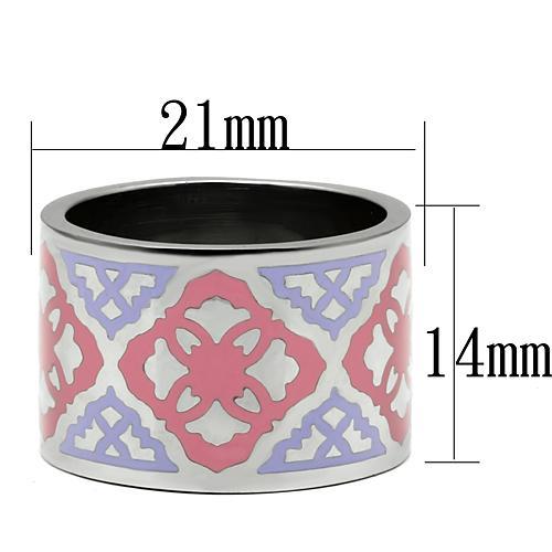 TK676 - High polished (no plating) Stainless Steel Ring with Epoxy  in Multi Color - Joyeria Lady