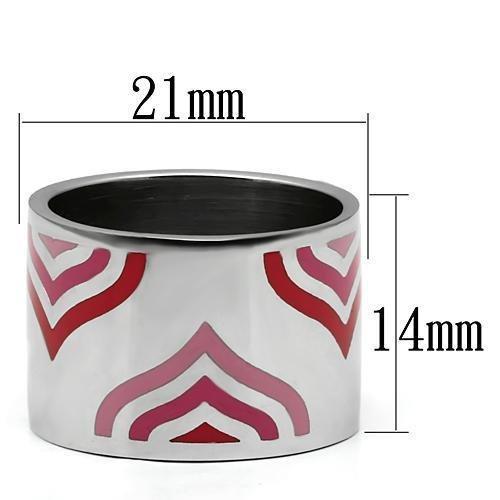 TK678 - High polished (no plating) Stainless Steel Ring with Epoxy  in Multi Color - Joyeria Lady