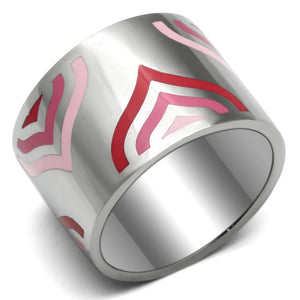 TK678 - High polished (no plating) Stainless Steel Ring with Epoxy  in Multi Color - Joyeria Lady