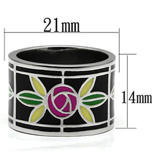 TK683 - High polished (no plating) Stainless Steel Ring with Epoxy  in Multi Color - Joyeria Lady