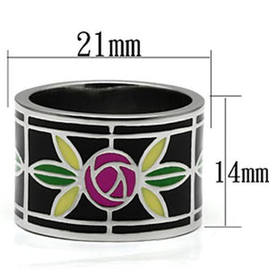 TK683 - High polished (no plating) Stainless Steel Ring with Epoxy  in Multi Color