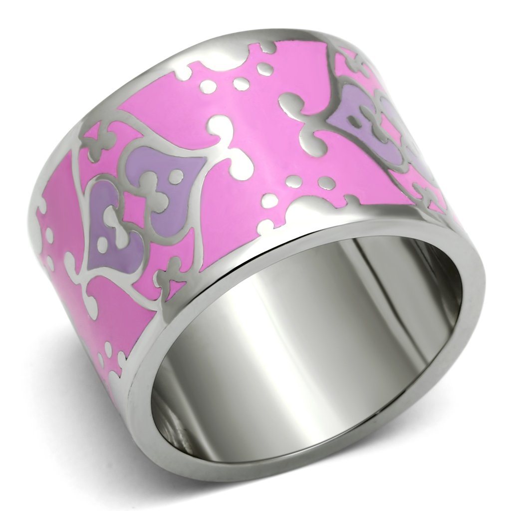 TK685 - High polished (no plating) Stainless Steel Ring with Epoxy  in Multi Color - Joyeria Lady