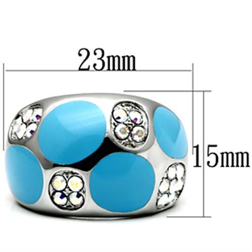 TK687 - High polished (no plating) Stainless Steel Ring with Top Grade Crystal  in Aurora Borealis (Rainbow Effect) - Joyeria Lady