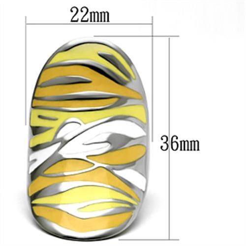 TK688 - High polished (no plating) Stainless Steel Ring with Epoxy  in Multi Color - Joyeria Lady