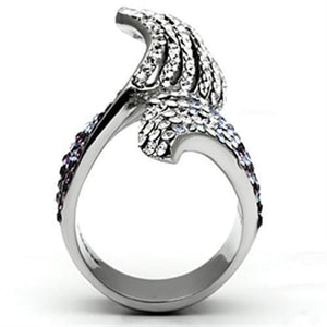 TK691 - High polished (no plating) Stainless Steel Ring with Top Grade Crystal  in Multi Color