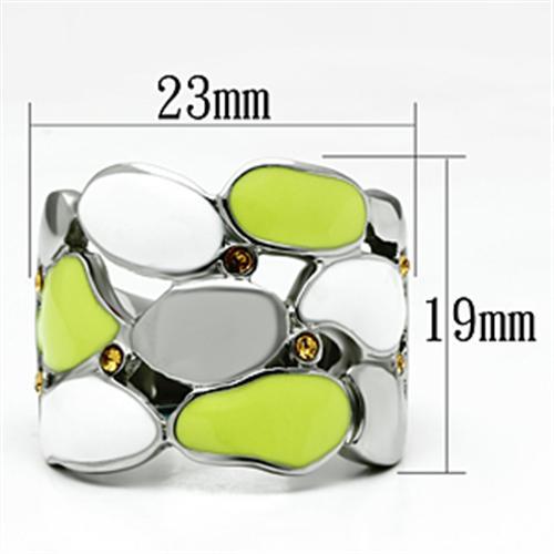TK693 - High polished (no plating) Stainless Steel Ring with Top Grade Crystal  in Topaz - Joyeria Lady