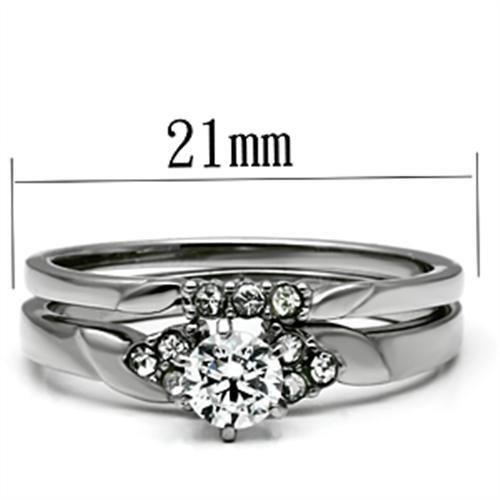 TK694 - High polished (no plating) Stainless Steel Ring with AAA Grade CZ  in Clear - Joyeria Lady
