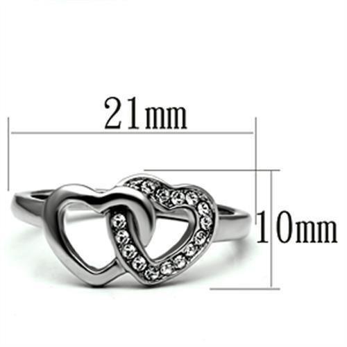 TK695 - High polished (no plating) Stainless Steel Ring with Top Grade Crystal  in Clear - Joyeria Lady