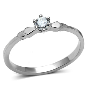 TK697 - High polished (no plating) Stainless Steel Ring with AAA Grade CZ  in Clear - Joyeria Lady