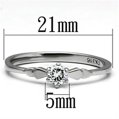 TK697 - High polished (no plating) Stainless Steel Ring with AAA Grade CZ  in Clear - Joyeria Lady
