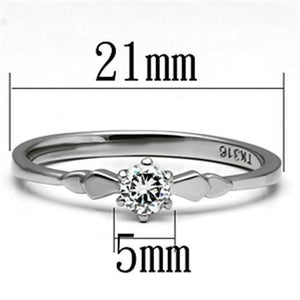 TK697 - High polished (no plating) Stainless Steel Ring with AAA Grade CZ  in Clear