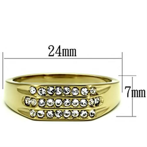 TK727 IP Gold(Ion Plating) Stainless Steel Ring with Top Grade Crystal in Clear - Joyeria Lady