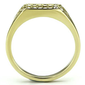 TK727 IP Gold(Ion Plating) Stainless Steel Ring with Top Grade Crystal in Clear