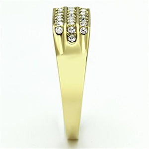 TK727 IP Gold(Ion Plating) Stainless Steel Ring with Top Grade Crystal in Clear