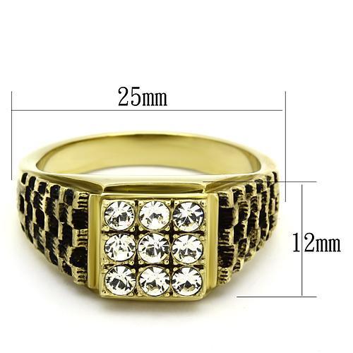 TK765 IP Gold(Ion Plating) Stainless Steel Ring with Top Grade Crystal in Clear - Joyeria Lady