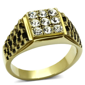 TK765 IP Gold(Ion Plating) Stainless Steel Ring with Top Grade Crystal in Clear - Joyeria Lady
