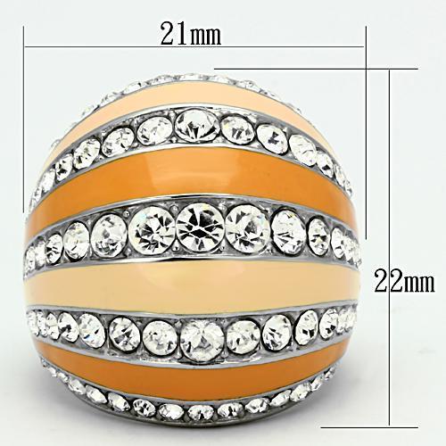 TK798 - High polished (no plating) Stainless Steel Ring with Top Grade Crystal  in Clear - Joyeria Lady