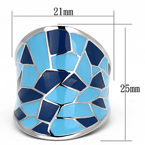 TK799 - High polished (no plating) Stainless Steel Ring with Epoxy  in Multi Color - Joyeria Lady